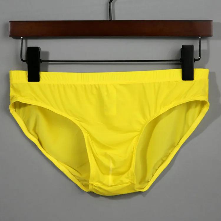 Herren Eis Seide Höschen Nahtlose Unterwäsche Ultradünne Atmungsaktive Boxershorts Männliche Unterhosen XL gelb