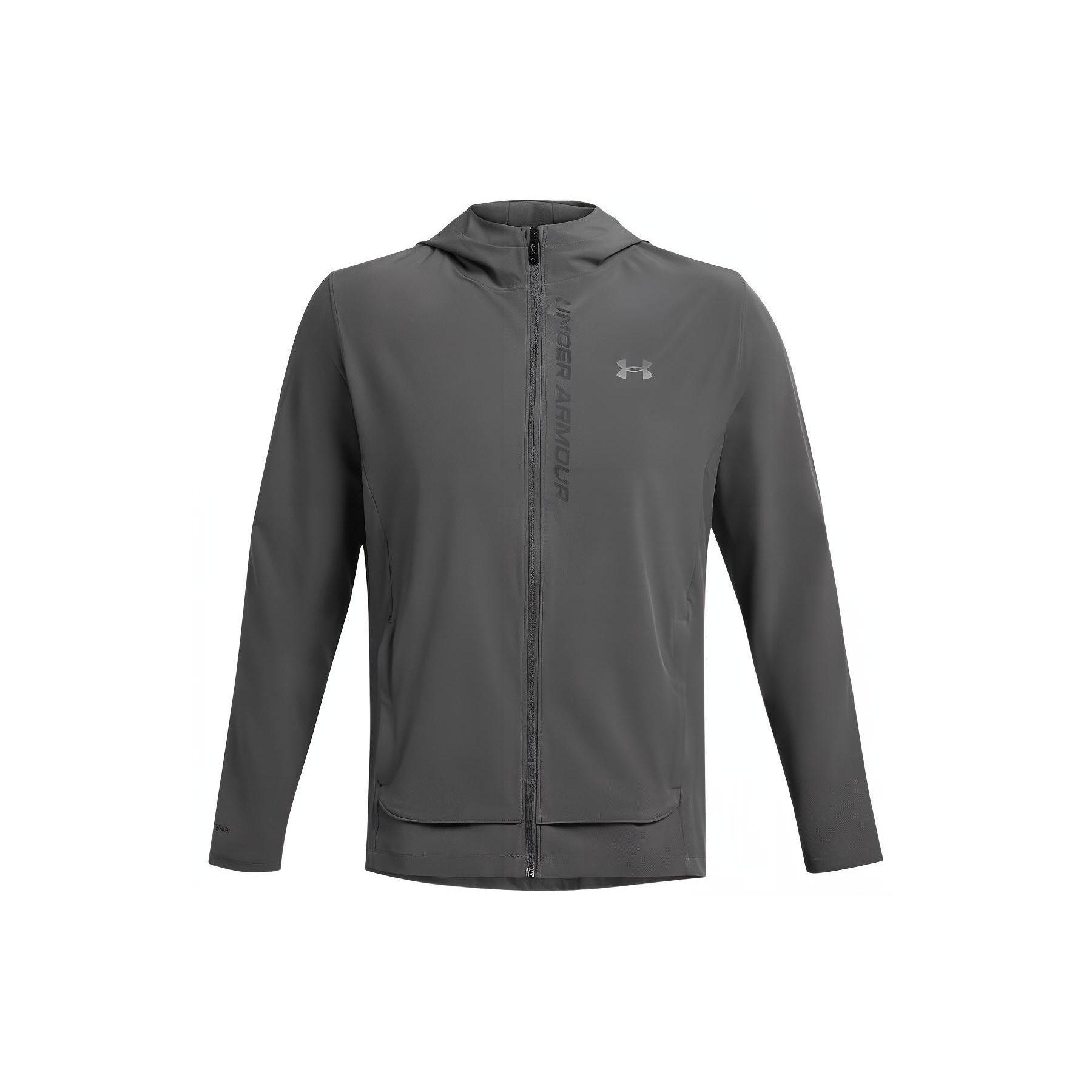 Under Armour Outrun The Storm Logo-Print Atmungsaktive Kapuzenjacke Herren Jacken Dunkelgrau 1376794-025 S