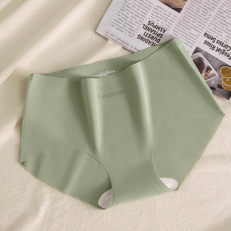 Höschen Damenunterwäsche Antibakterielle hautfreundliche Eisseide Große Größe Hochelastische Dreieckshöschen aus Nylon mit mittlerer Taille XL grün