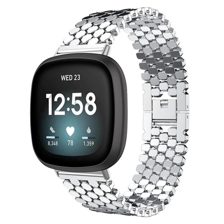 Metall-Uhrenarmband mit Fischschuppen-Textur für Fitbit Versa 4 Versa 3 Sense 2 Sense, Ersatzarmband, Nur Armband For Fitbit Versa 4/Versa 3/Sense 2/Sense silber