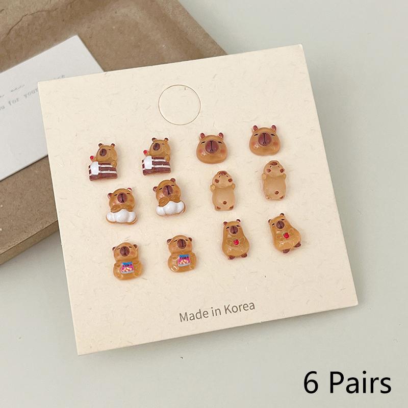 6 Paare Niedliche Capybara Ohrringe Set Für Frauen Mädchen Cartoon Kawaii Vielseitige Winzige Ohrringe Schmuck Accessoires Geschenke