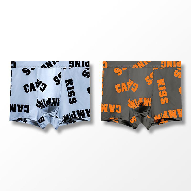 Große Herren-Slips aus Eisseide in Übergröße, Übergröße, dicke Boxershorts für Männer, junge Studenten, einfache Boxershorts mit mittlerer Taille 7XL orange/blau