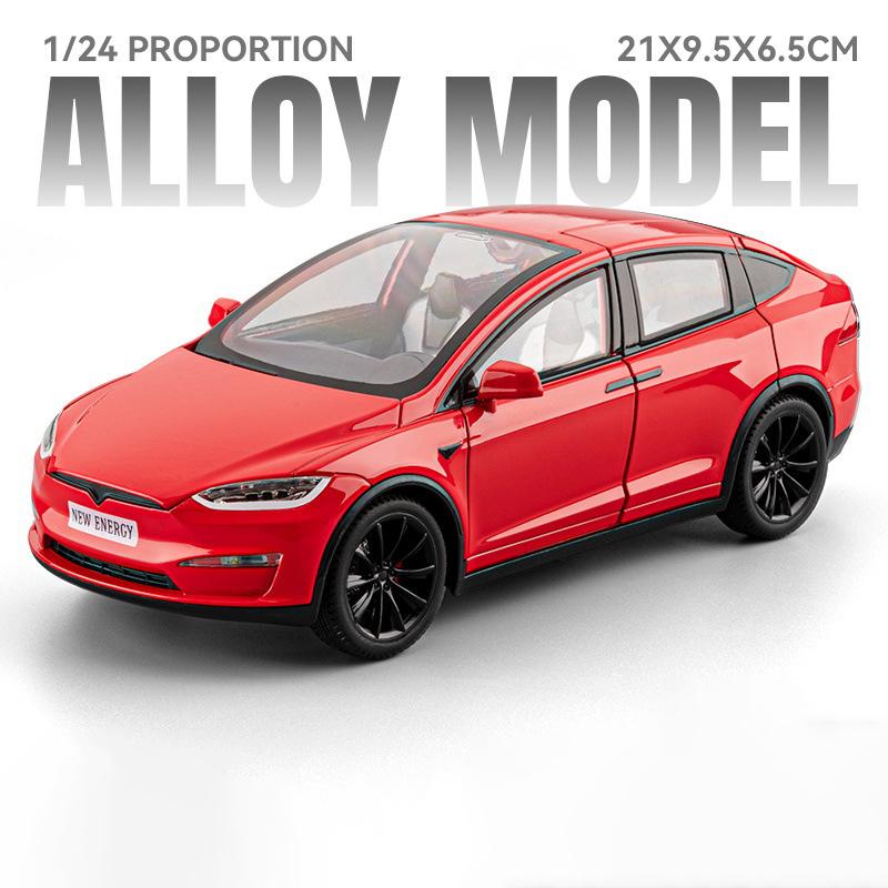 Neu 1:24 Modell X SUV Legierung Auto Modell Druckguss Metall Neue Energie Auto Fahrzeuge Modell Simulation Ton und Licht Sammlung Geschenk red