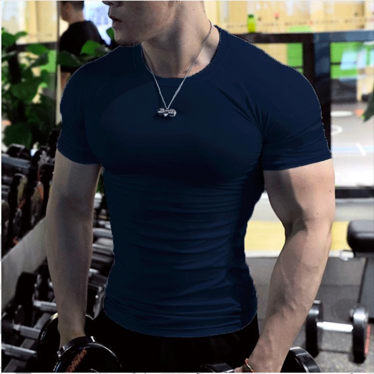 Frühling und Sommer Kurzarm Modisches Herren Einfarbiges Freizeit-Top Herren Herren M navy blau