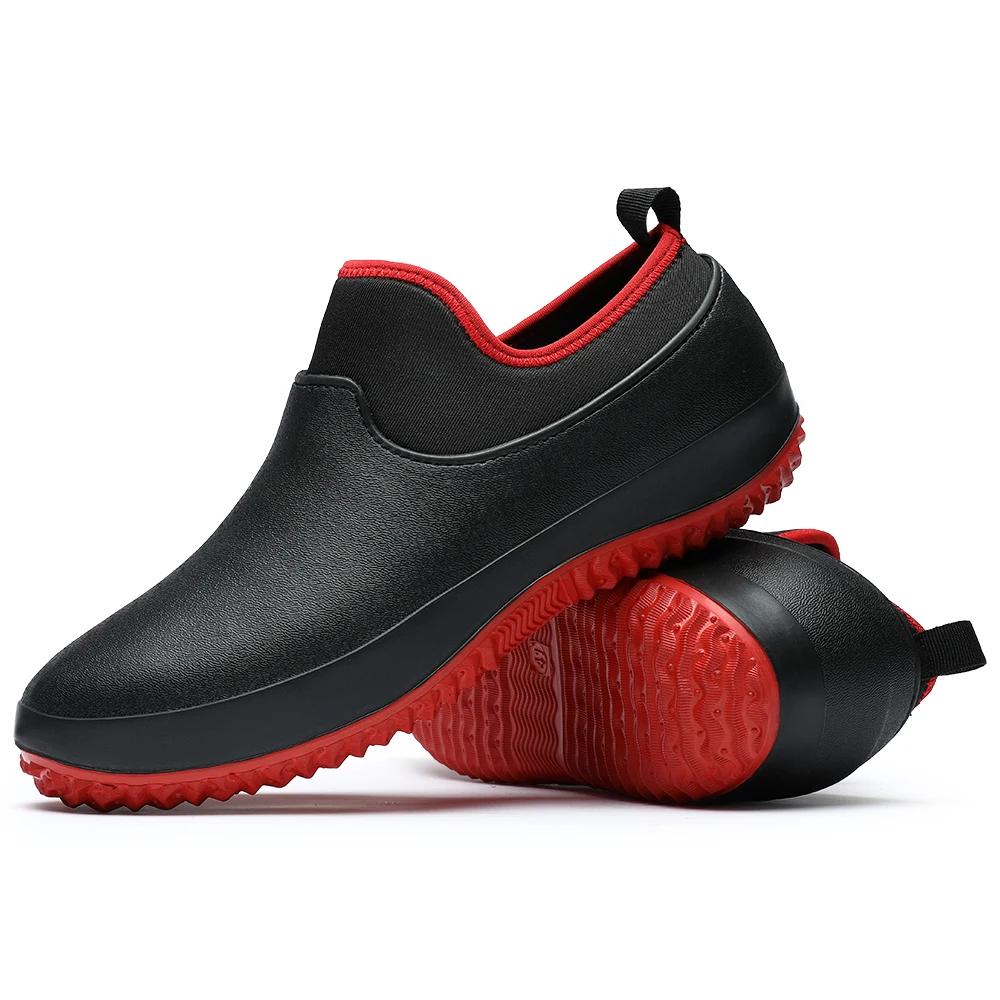 Modische Freizeitschuhe für Herren, ölbeständig, rutschfest, Küchenschuhe, multifunktional, für Restaurant und Garten, Arbeitsschuhe, kurze Regenschuhe für Herren 43 rot