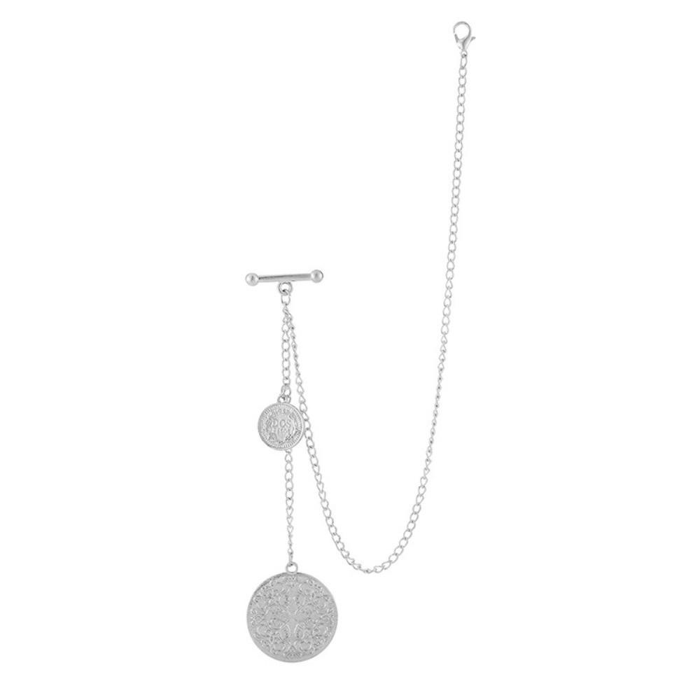 Vintage Weste Anzug Kette Dekorative Anstecknadeln Kragen Pins Elegante Quasten Kette Broschen Herrenhemd silber