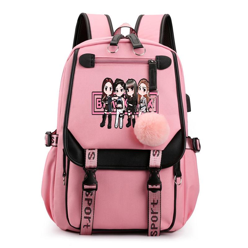 Wasserdichter Laptop-Rucksack, weiblich, rosa Rucksack mit USB-Aufladung, 14-15-Zoll-Rucksack, Computertasche, Oxford-Stoff, Schultasche für Jugendliche one size