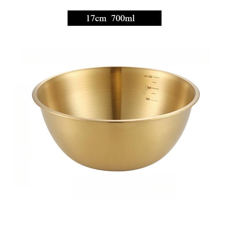 Edelstahlschüssel-Set Vielseitig für Nudeln Suppen Mehr 304 Edelstahl Ideal zum Kochen Backen Aufbewahren von Lebensmitteln 17cm gold