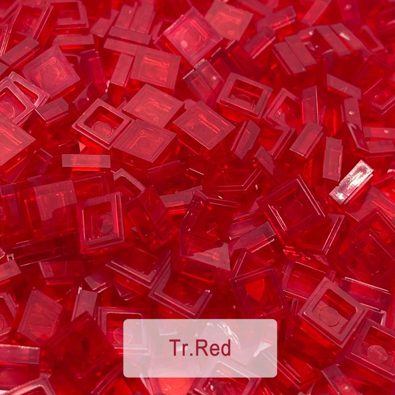 200 STÜCKE 1x1 Ziegel Flache Fliesen Glatte 1*1 Bausteine ​​DIY Pädagogisches Kreative Teile Spielzeug für Kinder Kompatibel 3070 transparent rot