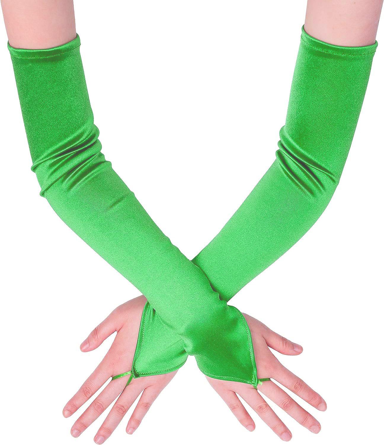 48cm Damen Satin Haken Finger Lange Fingerlose Handschuhe Brautkleid Performance Party Retro Oper Etikette Zubehör One Size
