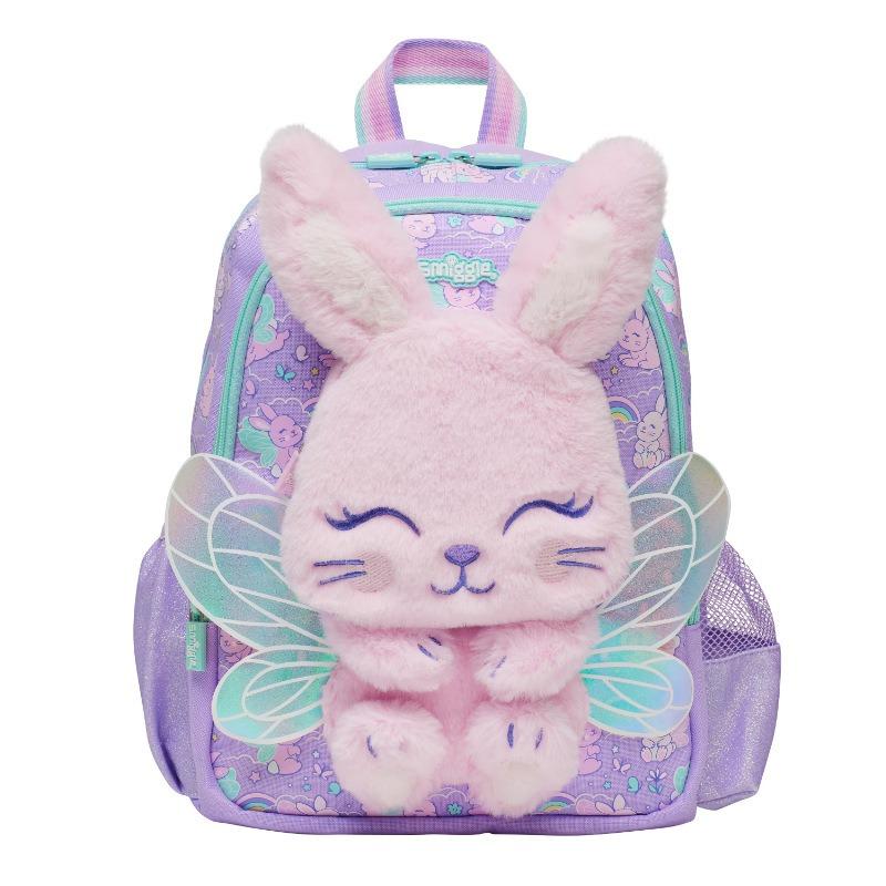 Australien Smiggle 3D-Cartoon-Plüsch-Engel-Kaninchen-Schultaschen für den Kindergarten, Klasse 1–2, Schülerbüchertasche, süße Kinder, Outdoor-Freizeitrucksäcke