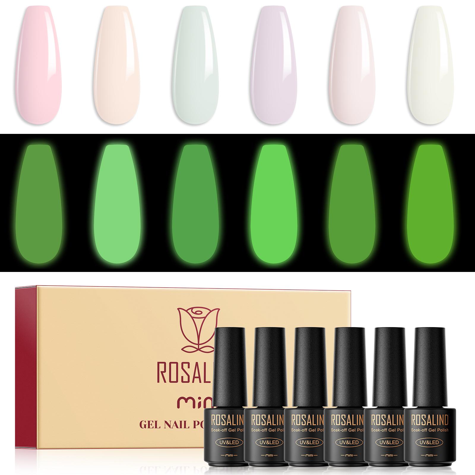 ROSALIND 6 Stück semi-permanenter Nagellack, Gel-Lacke, Nägel, Kunst, Soak-Off-UV-LED-Gel-Nagellack-Set