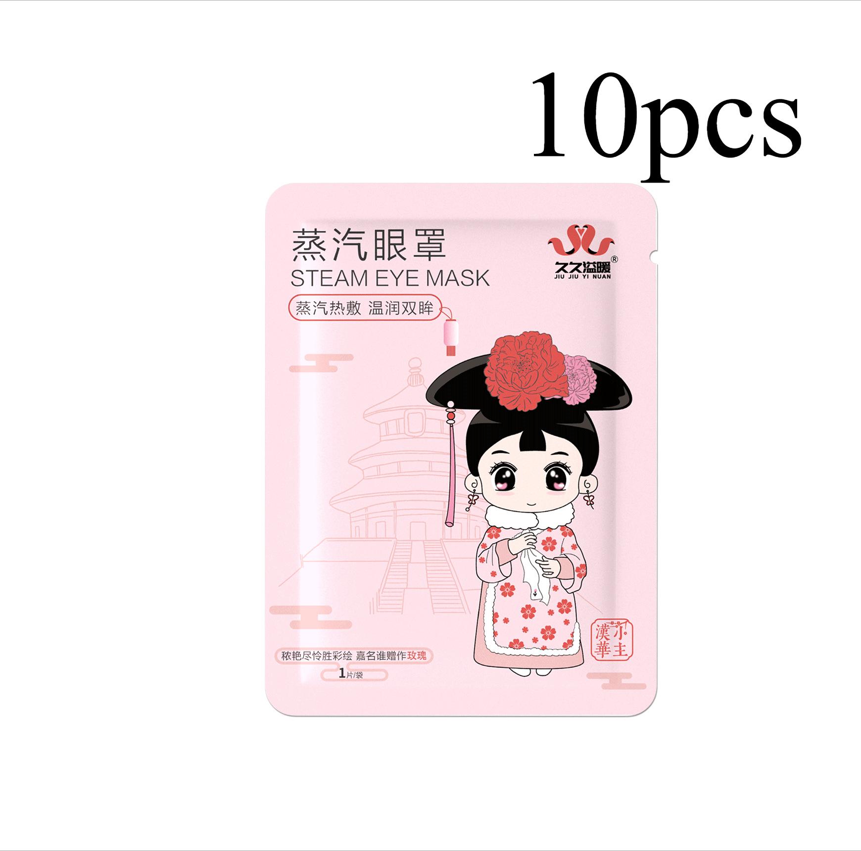 10-teilige Dampf-Augenmaske mit heißer Kompresse, fünf Düfte, milde Textur, feuchter Dampf, Erwärmung bei konstanter Temperatur, feuchtigkeitsspendende Augenmuskulatur Rose-10PCS bunt