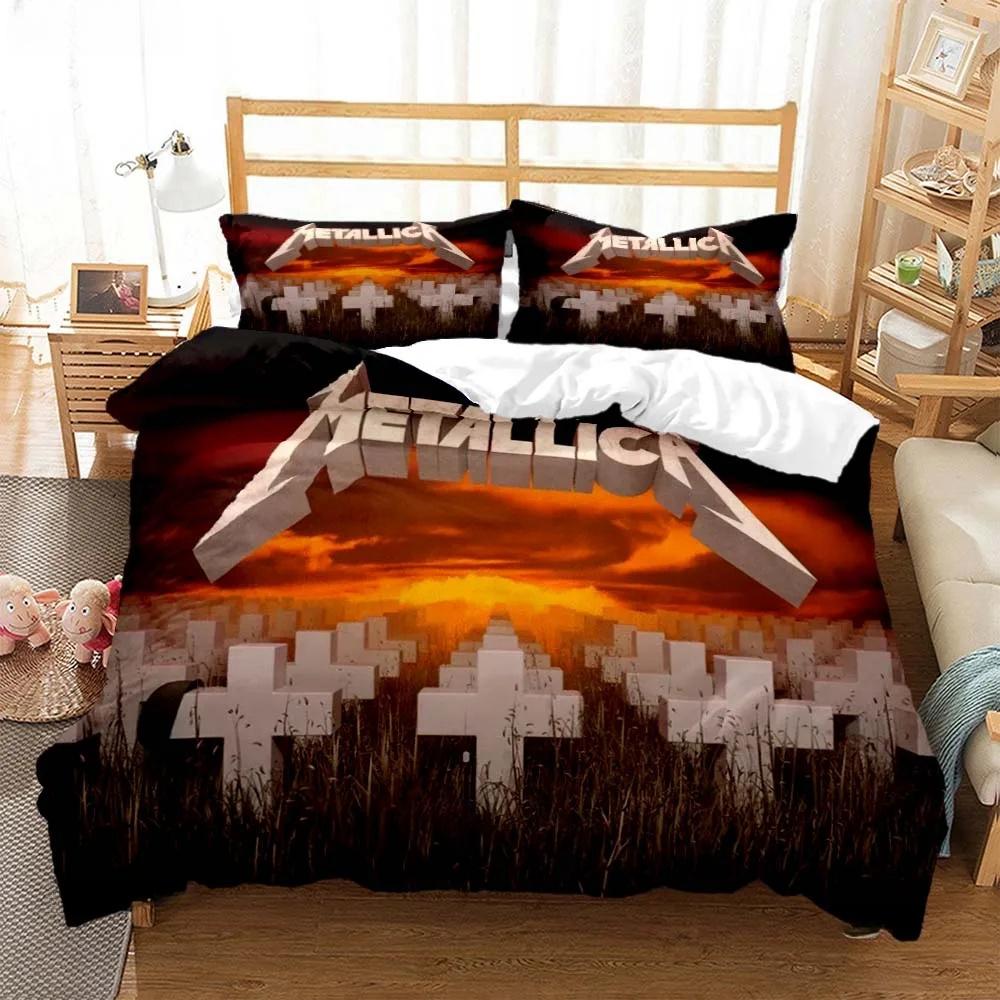 Bettwäscheset für Metal-Musikband M-Metallica, Einzelbett, Doppelbett, Queensize-Bett, Kingsize-Bett, Bettbezug-Set für Erwachsene und Kinder, Heimtextilien US Full 200x230cm