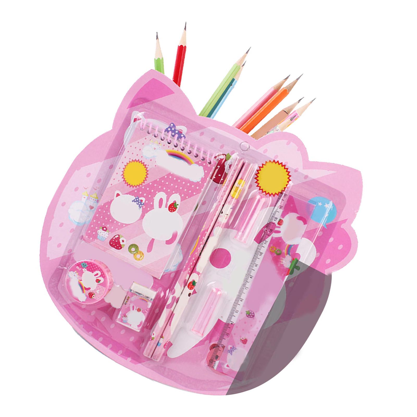 Cartoon Schreibwaren Set Leichte Tragbare Bleistift Radiergummi Lineal Notebook Schreibwaren für Kinder