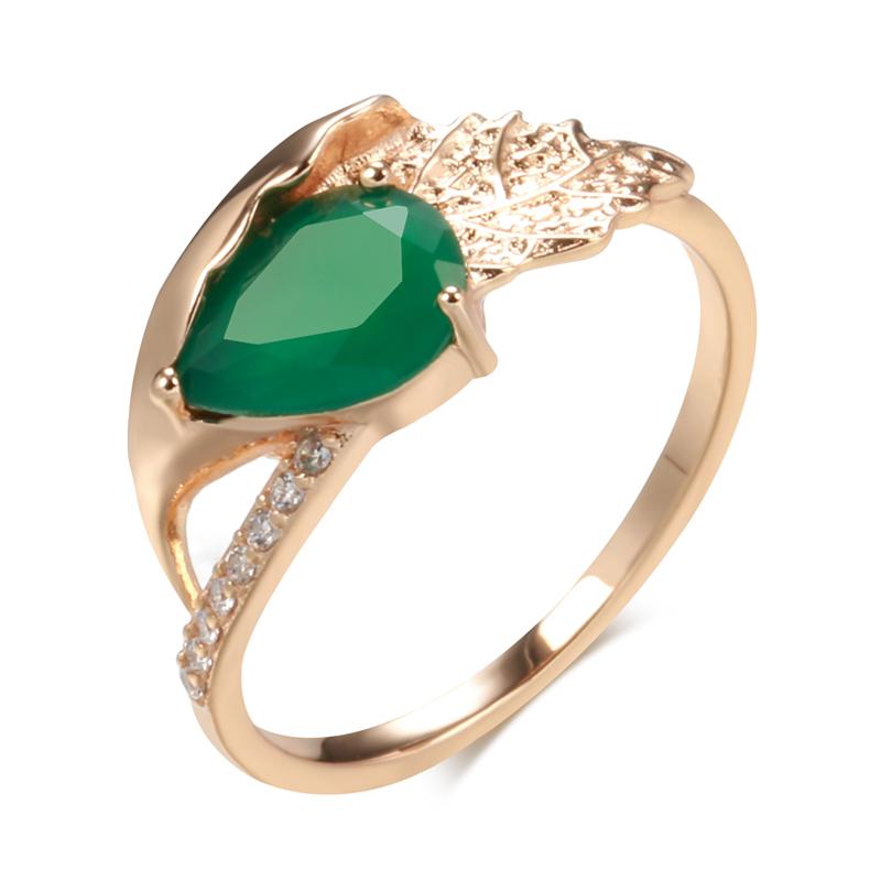 Ringe mit Blattstruktur und grünem Zirkon für Damen, täglich passender Modeschmuck 9 grün