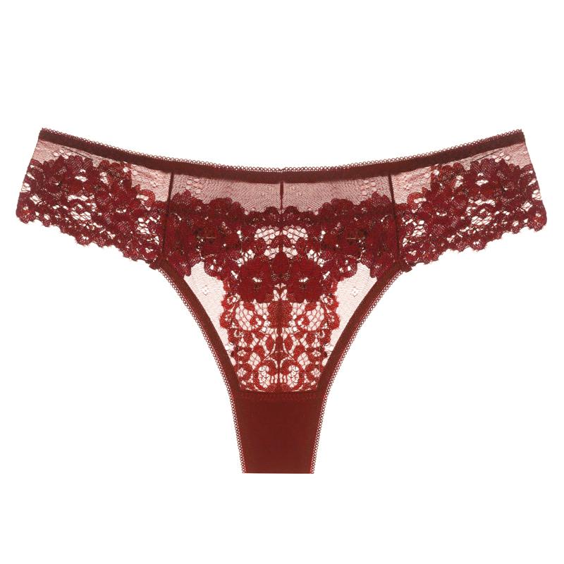 Sexy Höschen Für Frauen Unterwäsche Spitze Low-taille Solide Unterhose frauen Dessous Transparent Tanga Aushöhlen Weibliche Slips XL rot
