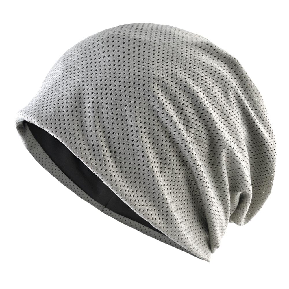 Atmungsaktive Mützen Frühling Outdoor Freizeit Beanie Mützen Damen Sommer Netz Dünne Mütze Hüte Einfarbige Mode Weiche Mütze Herren KTB 57-60cm hellgrau