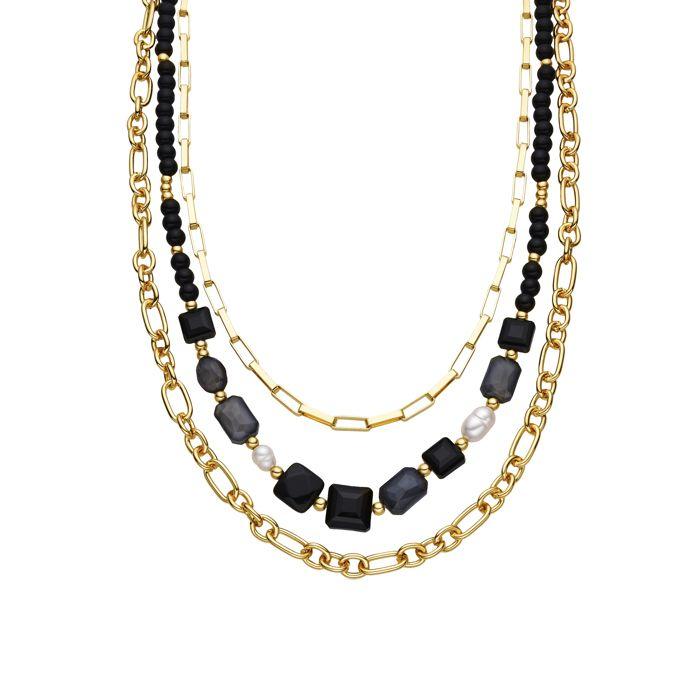 Luxenter Kette mit schwarzem Harz, 18 Karat Gold-Finish - Nyste schwarz