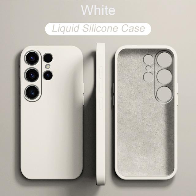 Flüssige Silikonhülle für Samsung Galaxy S20 S21 S22 S23 FE S24 Ultra Plus Note 10 20 Ultra S10 A54 Ganzkörper-Kamera-Schutzhülle, quadratische Abdeckung aus Silikon Samsung S21 weiß