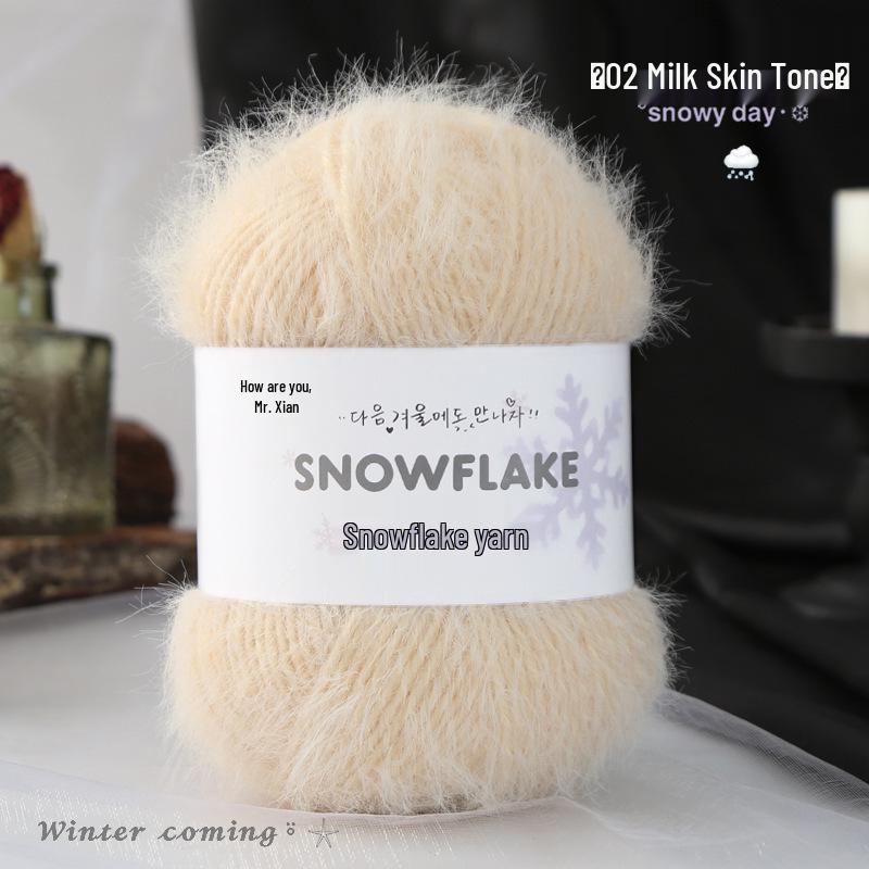 Fansen Schneeflocken-Samt Langflor Wollmischgarn für DIY Schals und Mützen. beige