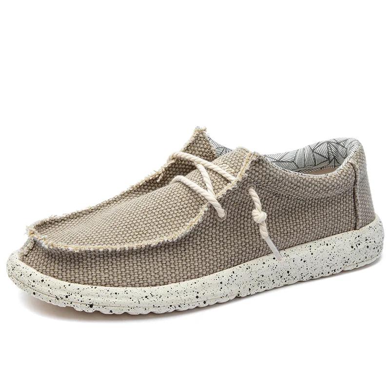 Sommer Herren Canvas Schuhe Denim Sneakers Herren Canvas Schuhe Atmungsaktive Mokassins Vulkanisierte Schuhe Herren Sneakers Schuhe Übergröße 48 khaki