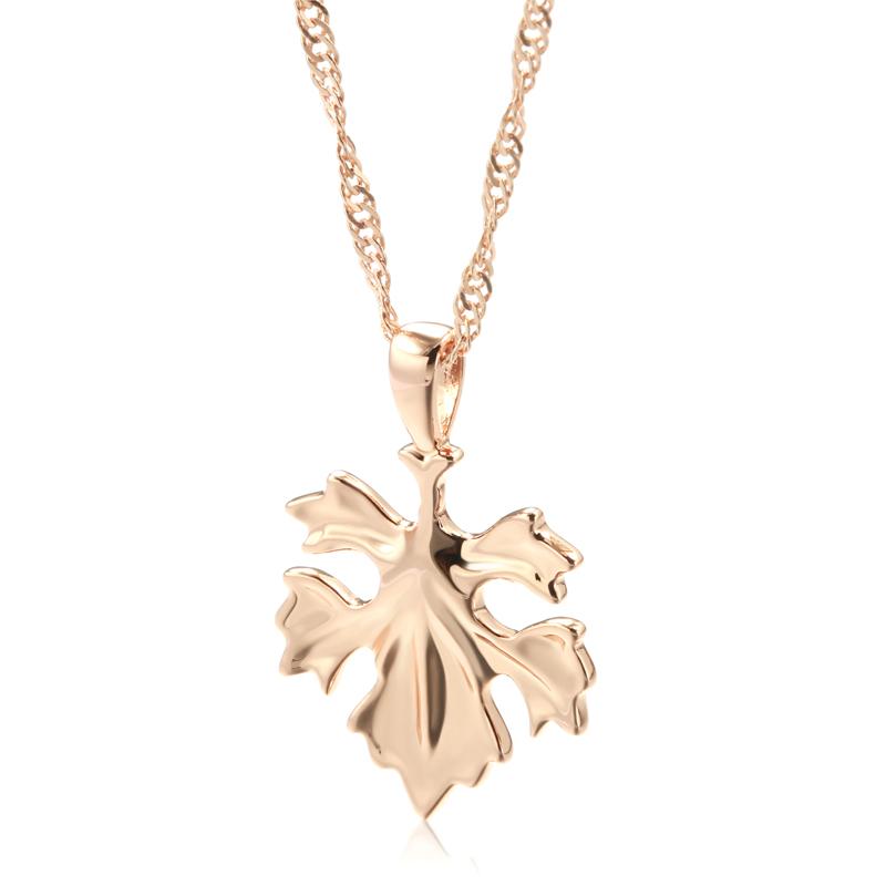 Neuer Trend Damen Blatt Anhänger Halskette Mode Roségold Farbe Kreativer Metallschmuck Einzigartige Romantische Tägliche Halskette 50cm beige