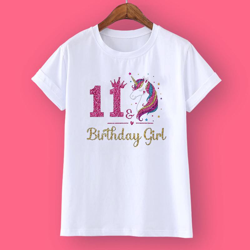 Einhorn-Geburtstags-Shirt, 1–12 Geburtstags-T-Shirt, wildes T-Shirt, Mädchen-Party-T-Shirt, Einhorn-Themen-Kleidung, Kinder-Geschenke, modische Tops, T-Shirt 130cm