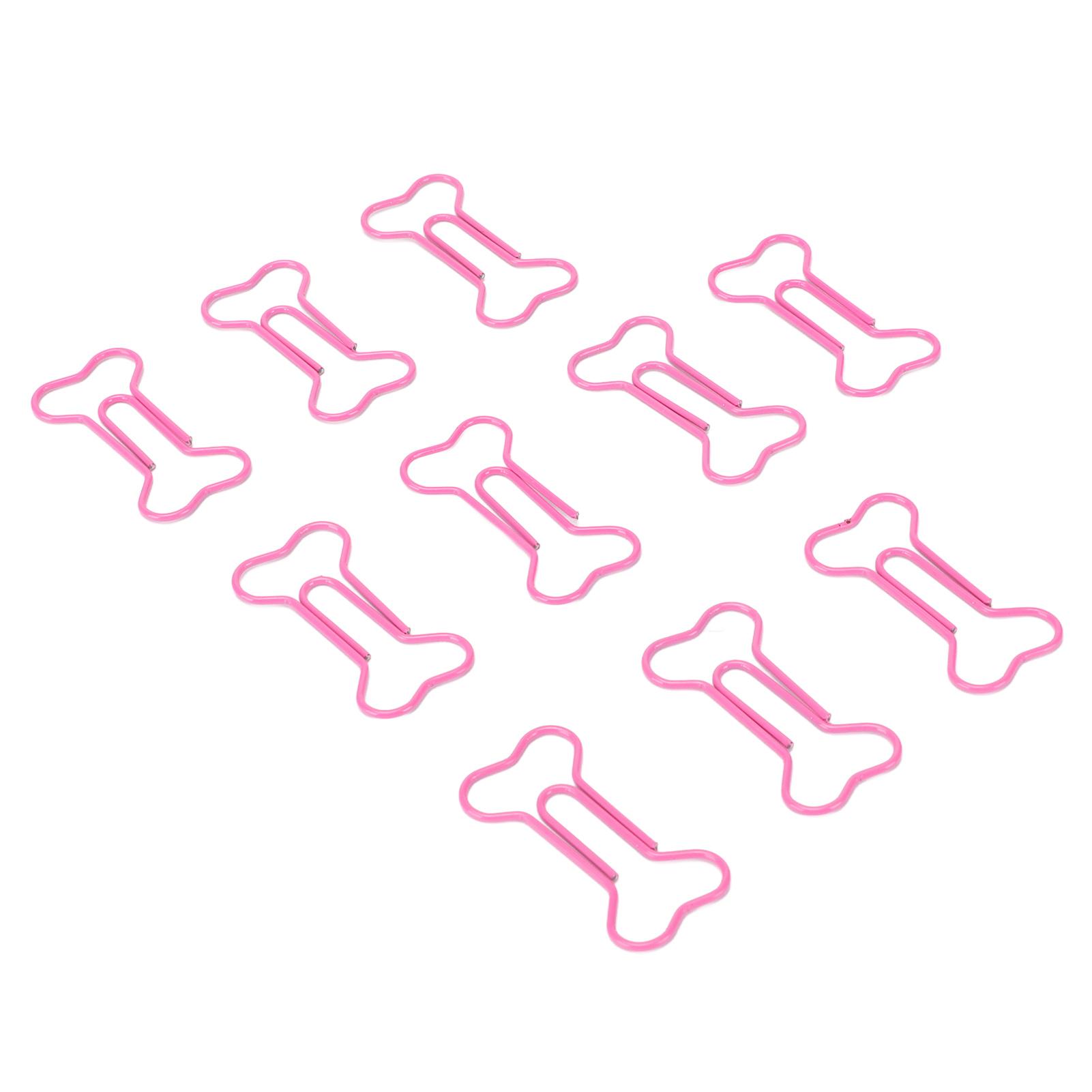 100 Stück Büroklammern Rosa Knochenform Tragbar Klein Niedlich Galvanisiert Metall Büroklammern für Akte