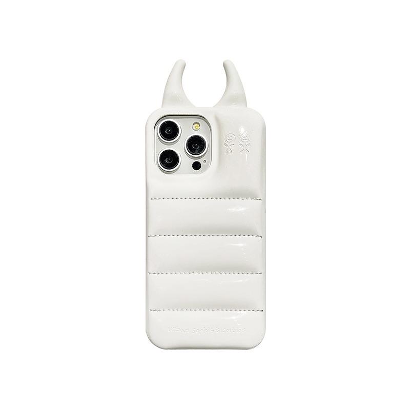 Mode Kuh Hörner glänzend Handytasche für iPhone 15 14 13 12 Pro Max Luxus PU Leder Rückseite For iPhone 15 pro weiß