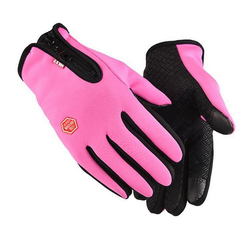 Winterhandschuhe für Männer und Frauen, warme taktische Handschuhe, Touchscreen, wasserdicht, Wandern, Skifahren, Angeln, Radfahren, Snowboard, rutschfeste Handschuhe XL rosa