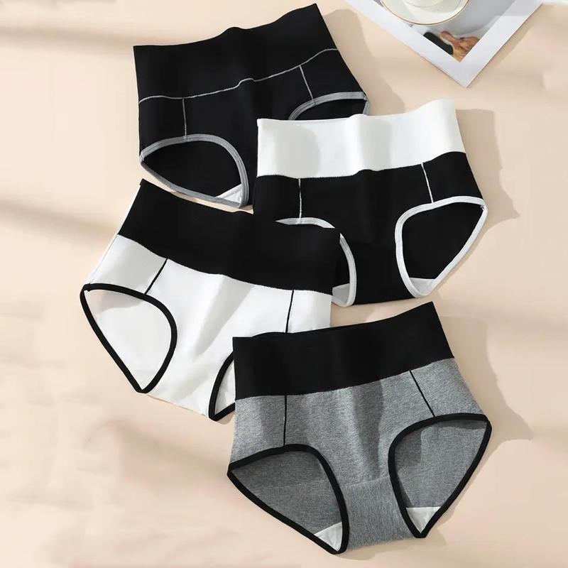 4 Stück Damenhöschen in Übergröße aus Baumwolle mit hoher Taille und figurformender Unterwäsche, atmungsaktive weiche Mädchen-Slips, halblange Damenunterwäsche XXL