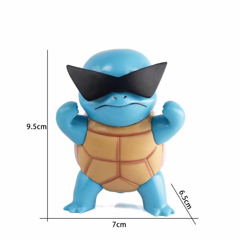 3 Stile 9cm Pokemon Figur Schiggy Trägt Sonnenbrille Figur PVC Modell Sammlerstück Pokemon Go Actionfigur Kindergeburtstagsgeschenk blue