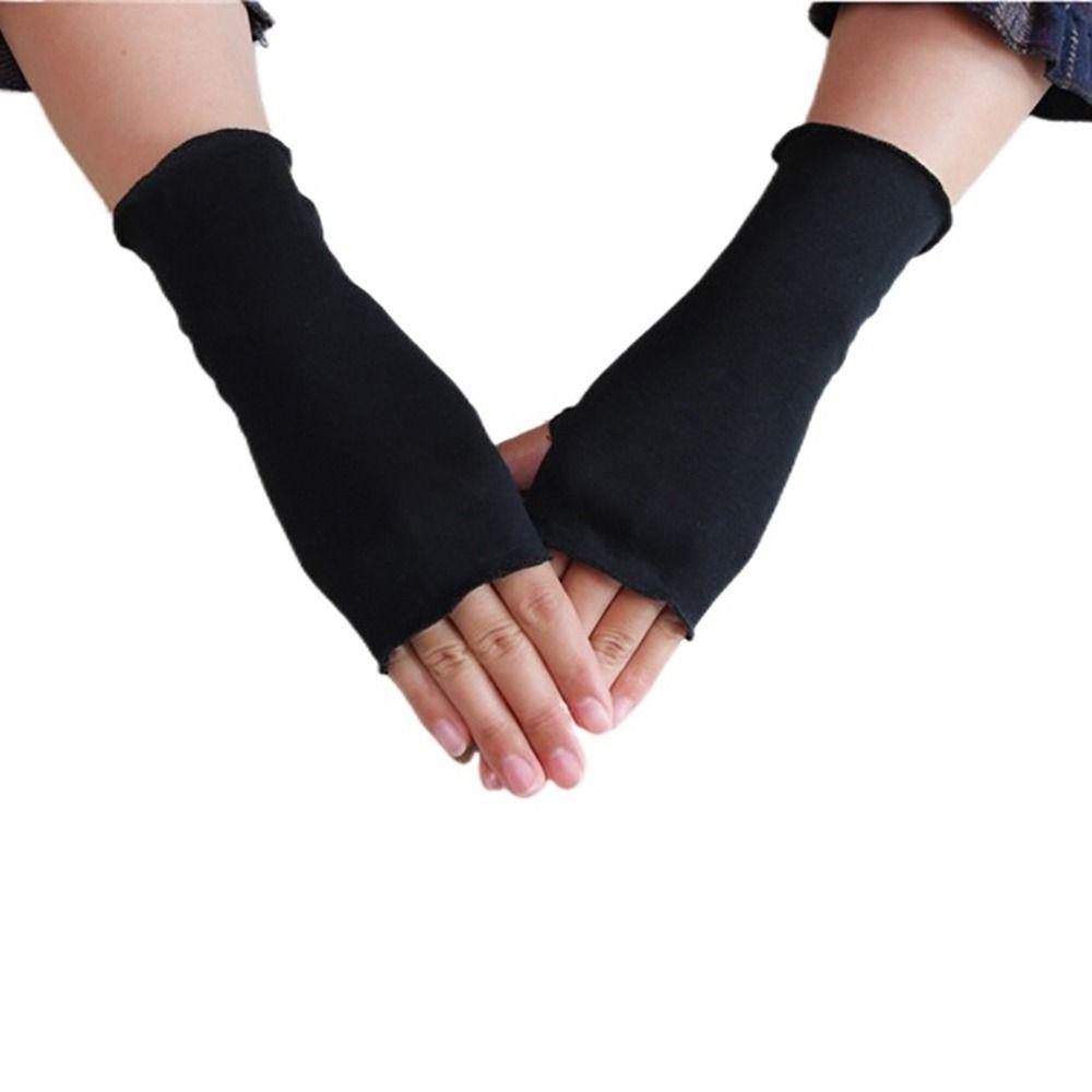 Stoff Unifarben Sommer Sonnenschutz Handschuhe Fahrhandschuhe Halbfingerhandschuhe Fingerlose Handschuhe schwarz