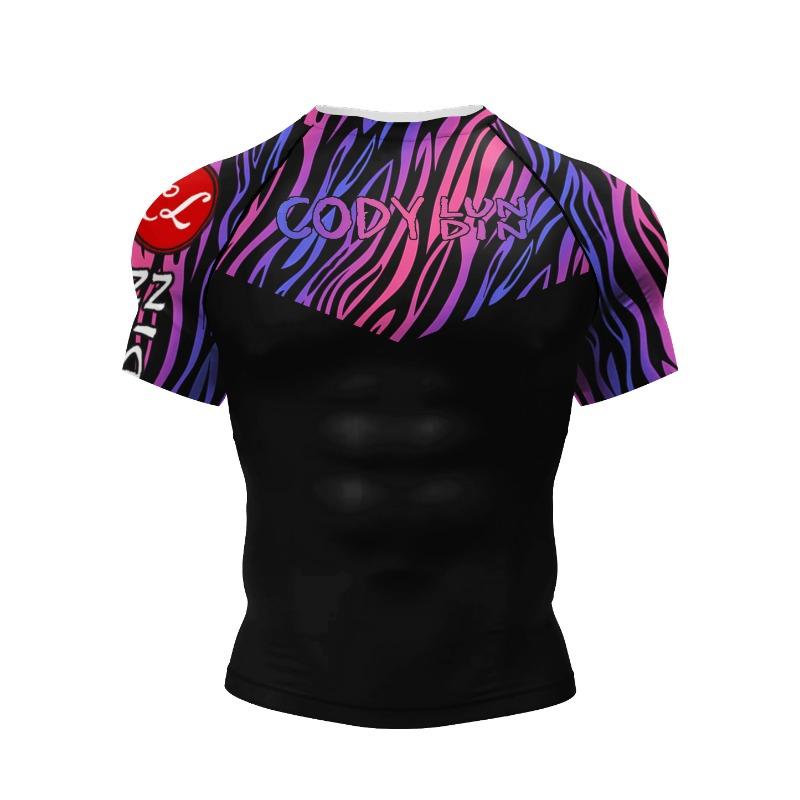 Cody Lundin Kurzarm Rosa Herren Jiu Jitsu BJJ No Gi Rash Guard Sublimation Herren Laufen Training T-Shirts Stretch Fitness T-Shirts L blue
