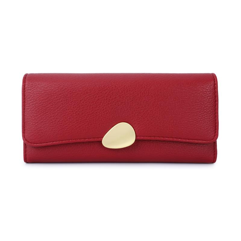 Klassische rote Damen-Geldbörsen aus PU-Leder, dreifach gefaltet, Damen-Geldbörse mit Reißverschluss, lange Damen-Geldbörse, Hochzeits-Dinner-Bankett-Clutch, Geldbeutel rot