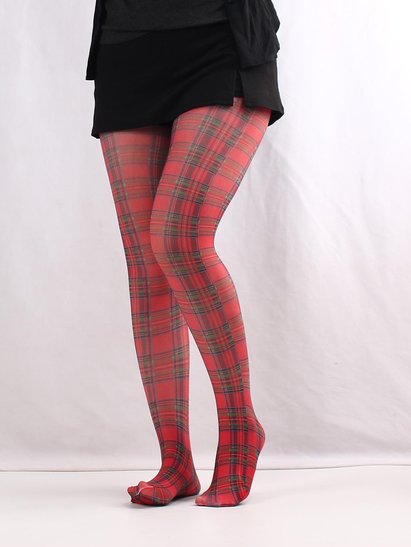 Retro-Strumpfhose mit Muster für Damen 17 Stil Muster Strumpfhose Weiblich Frühling Neu Stern Gitter Lange Socken Farbige Strumpfhose One Size brown