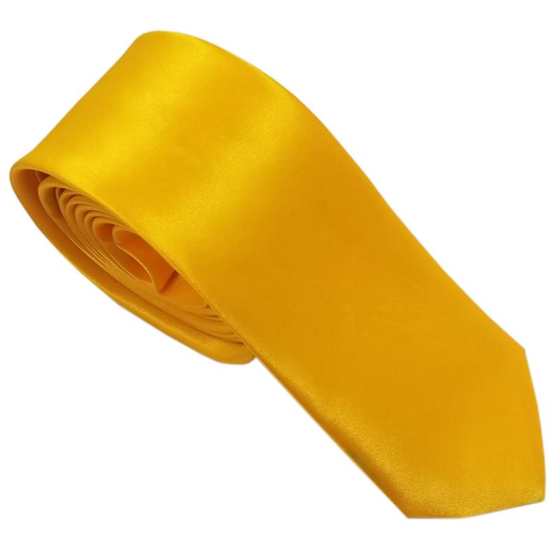 1PC Mode Norrow Krawatte Party Hochzeit Hemd Zubehör 5cm Schlank Satin Seide Krawatte Männer Anzug Krawatte goldgelbe