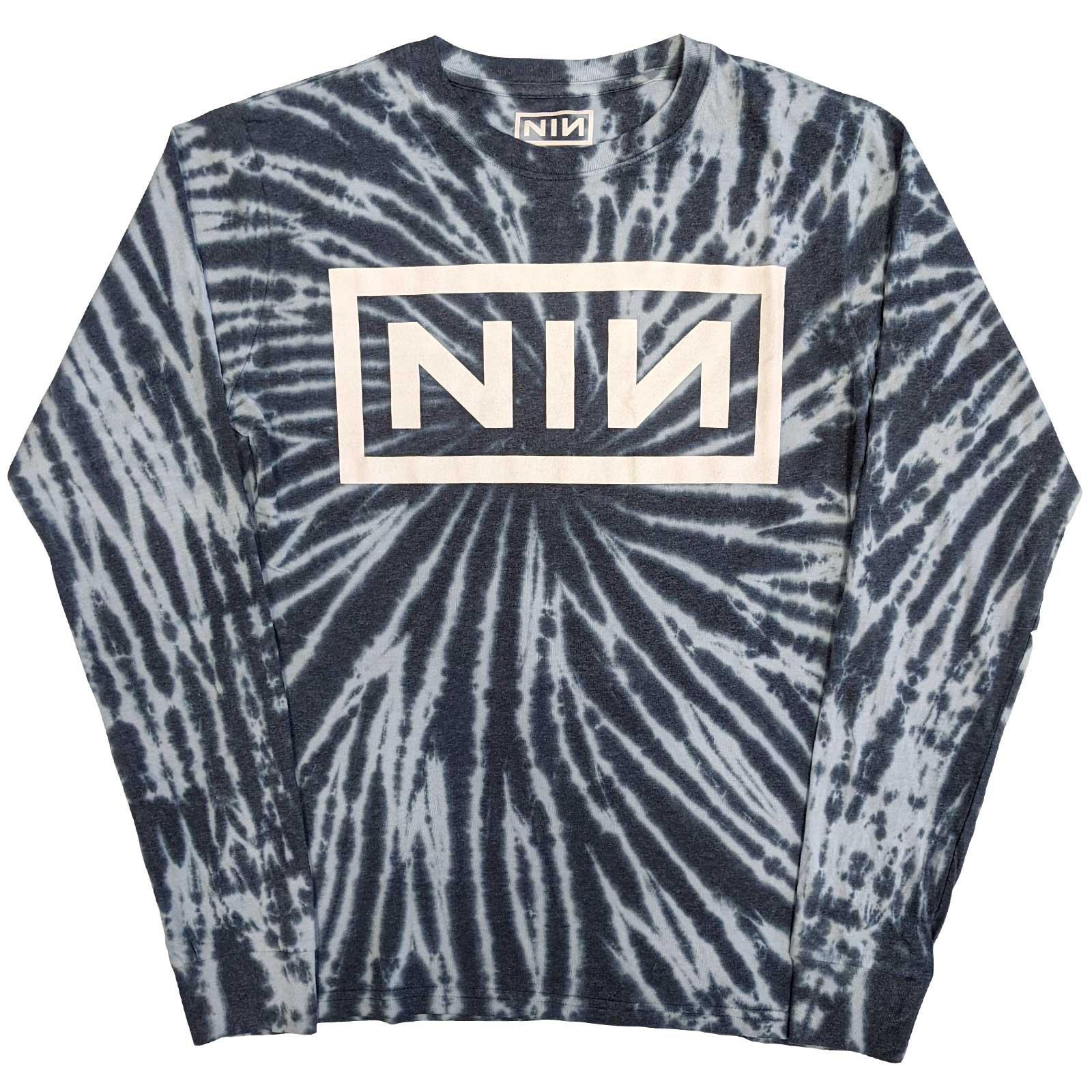 Nine Inch Nails Unisex-Erwachsene Tie Dye Cotton Logo Langarm-T-Shirt M blau
