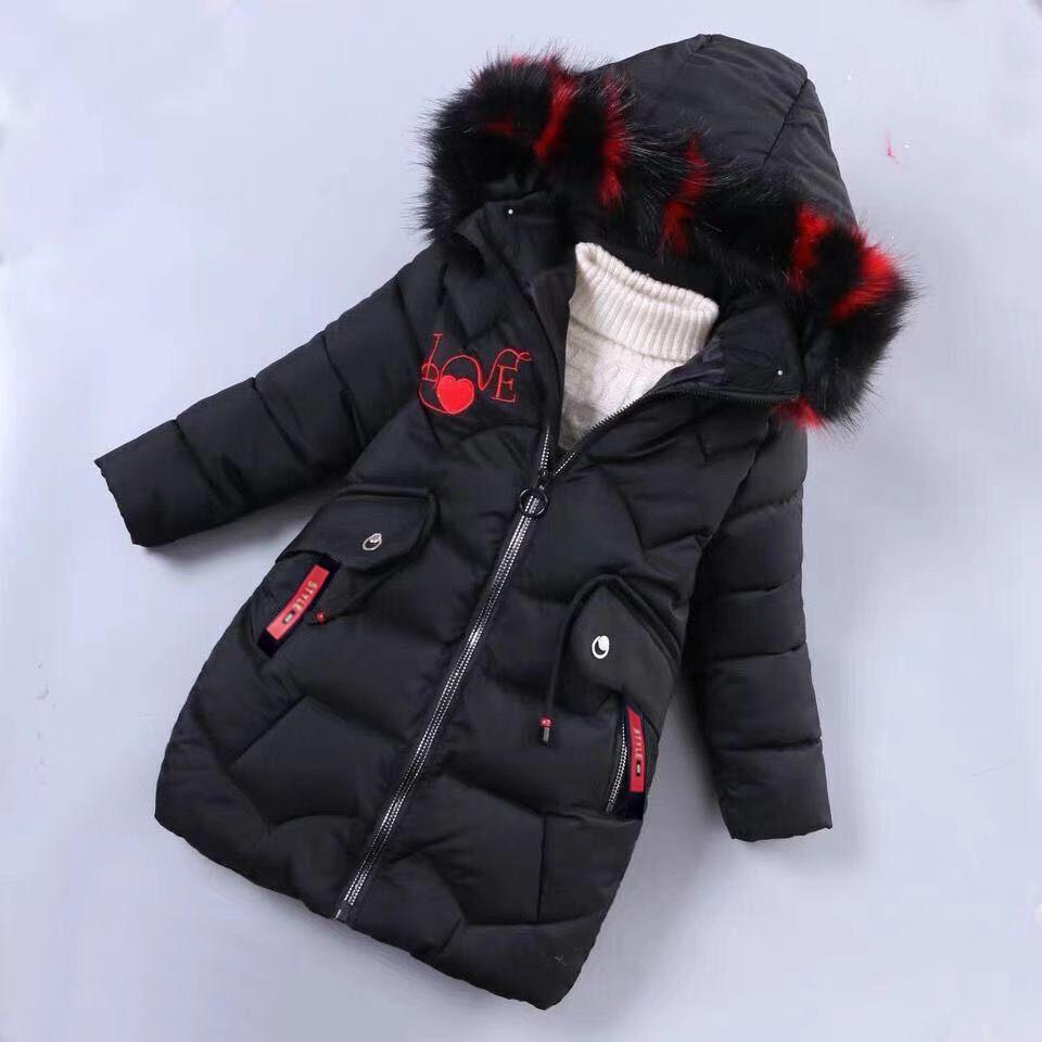 Mädchen Winterjacke Kinder verdicken Mantel Kinder Baumwolle gefütterte Kleidung Mädchen Winterjacke 120 black