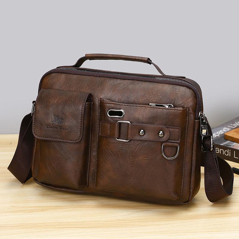 Business Stil Herren Tasche Handtasche Hochwertiges PU-Leder Umhängetasche Messenger Bag für Herren Oberer Griff Herren Handtasche Schultertasche Bolsa 29cmX20cmX7cm