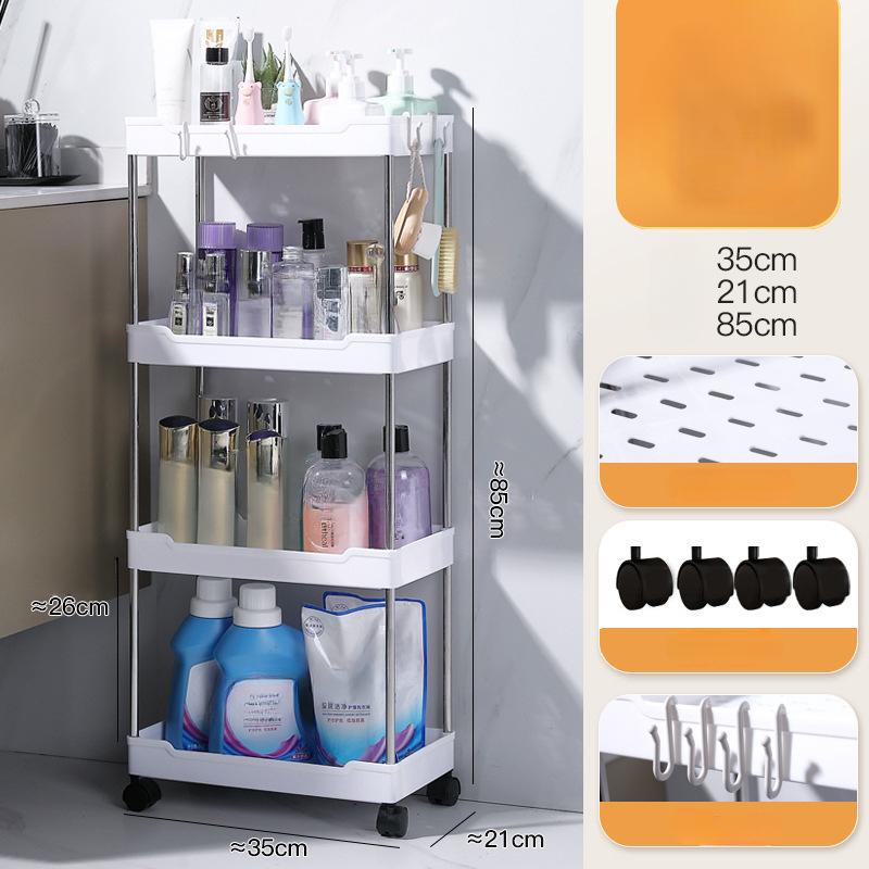 Badezimmer-Aufbewahrungsregal mit Rädern, 3/4-lagiger rollender Mehrzweckwagen, Badezimmer-Aufbewahrungsorganisator, Mehrzweck-Allzweckwagen 21x35x85cm weiß