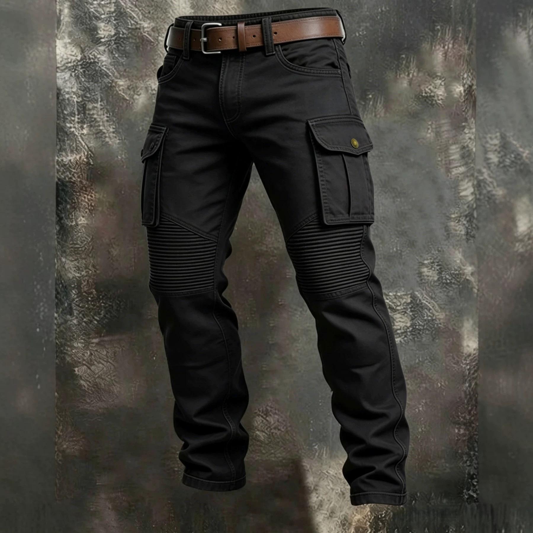 Herren 100% Baumwolle Amerikanische Taktische Outdoor Freizeit Mehrere Taschen Gerade Cargohosen Arbeits Hosen XXL schwarz