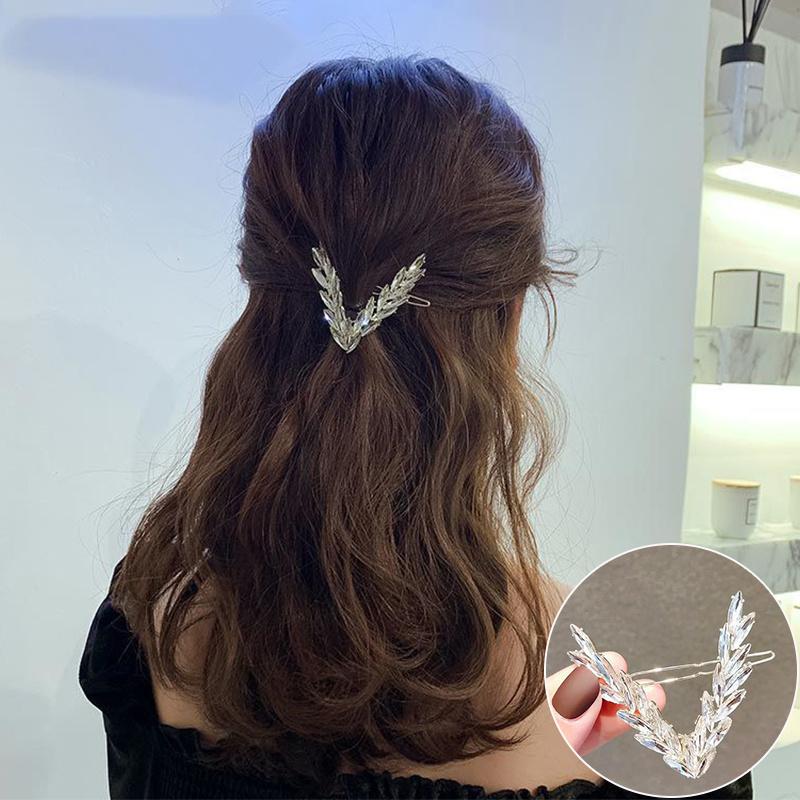 Luxus Glänzende Kristall Haar Clip Für Frauen Koreanische V Form Schnalle Haarnadeln Mädchen Haar Zubehör Kopfbedeckungen Mode Ornamente Geschenk weiß