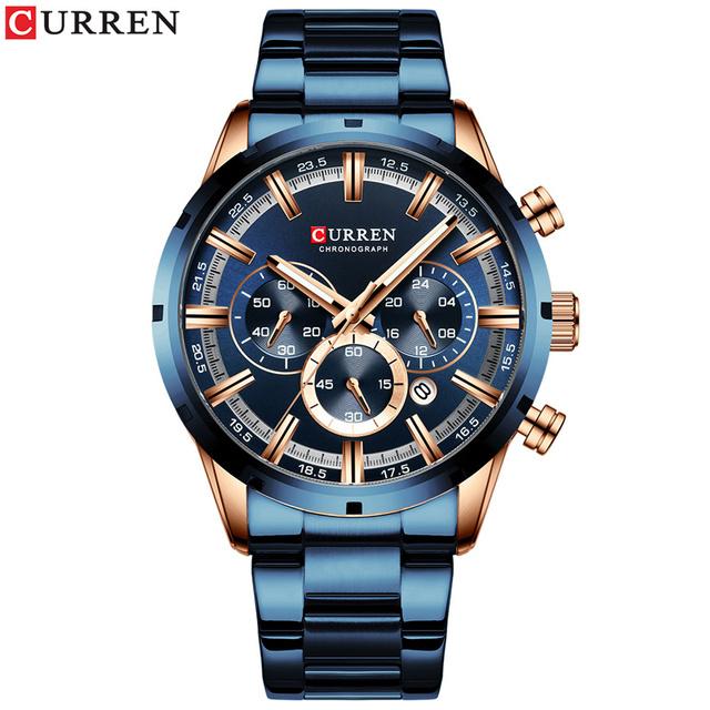 CURREN Luxuriöse neue Herren-Armbanduhr mit Edelstahlband für Herren, lässige Mode, Quarzuhr, Herren-Chronographenuhr mit Datum