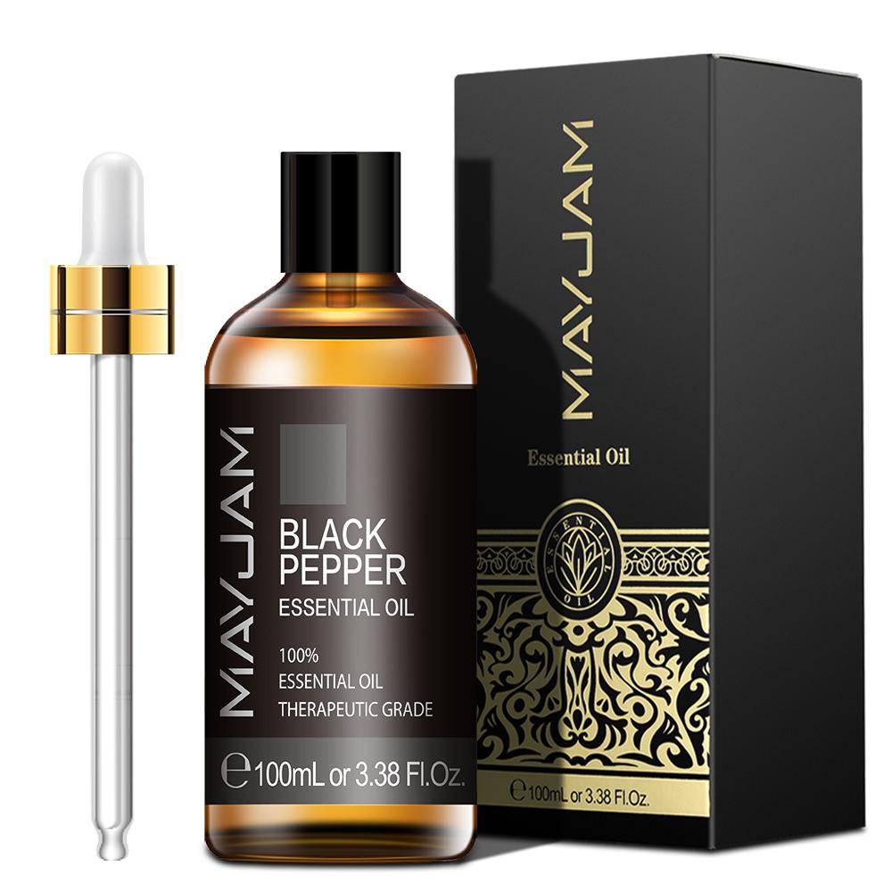 MAYJAM 100 ml ätherisches Lavendel-Eukalyptus-Zimt-Pflanzenöl für Spa-Massage, Hautpflege, Luftreiniger, Luftbefeuchter, Aromatherapie, Rosen-Teebaumöl Black Pepper