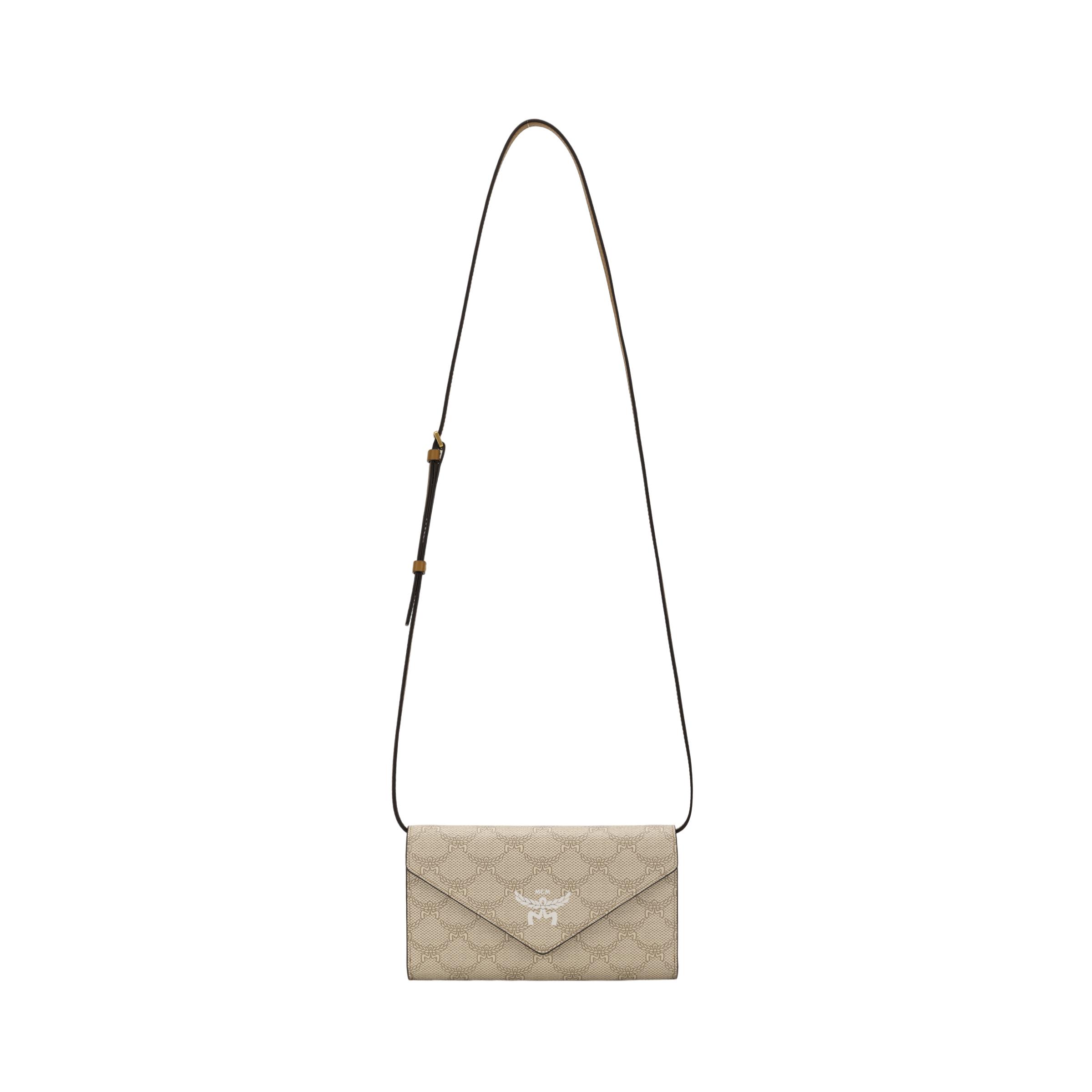 MCM Himmel Mehrere Kartenfächer Beschichtetes Canvas Umhängetasche Geldbörse Groß Damen Geldbörse Beige MYLFSAC03I9001 Basic Set (Bag+Dust Bag)