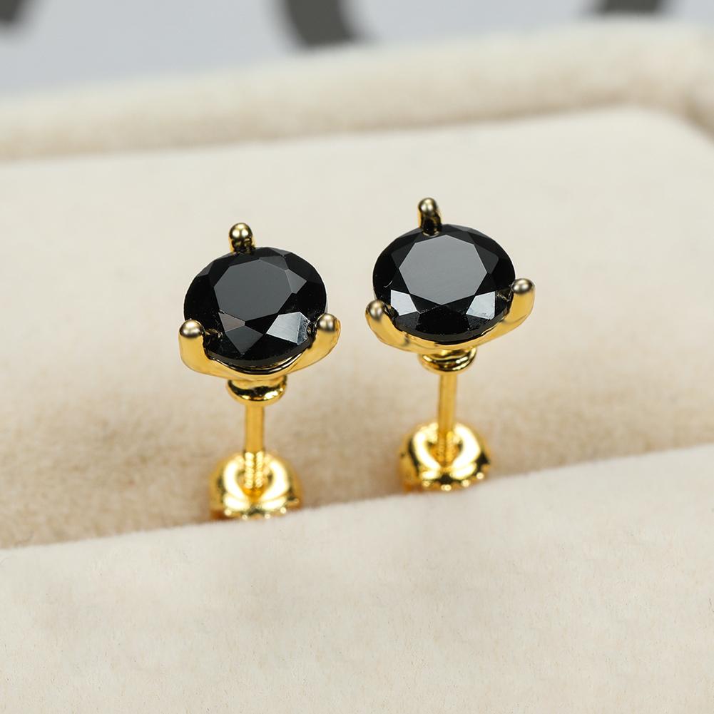 Exquisite 1,25 Karat Geburtsstein Martini Ohrstecker 18 Karat Gold Rundschliff Spirale Ohrstecker für Frauen Natürlicher Edelstein Hochzeit Echtschmuck MIT schwarz