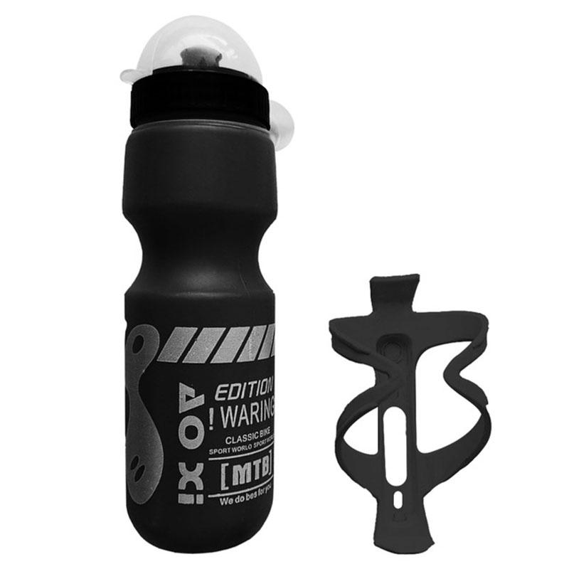750ml Mountainbike Fahrrad Radfahren Wasser trinken Flasche + Halter Käfig Rack one size schwarz