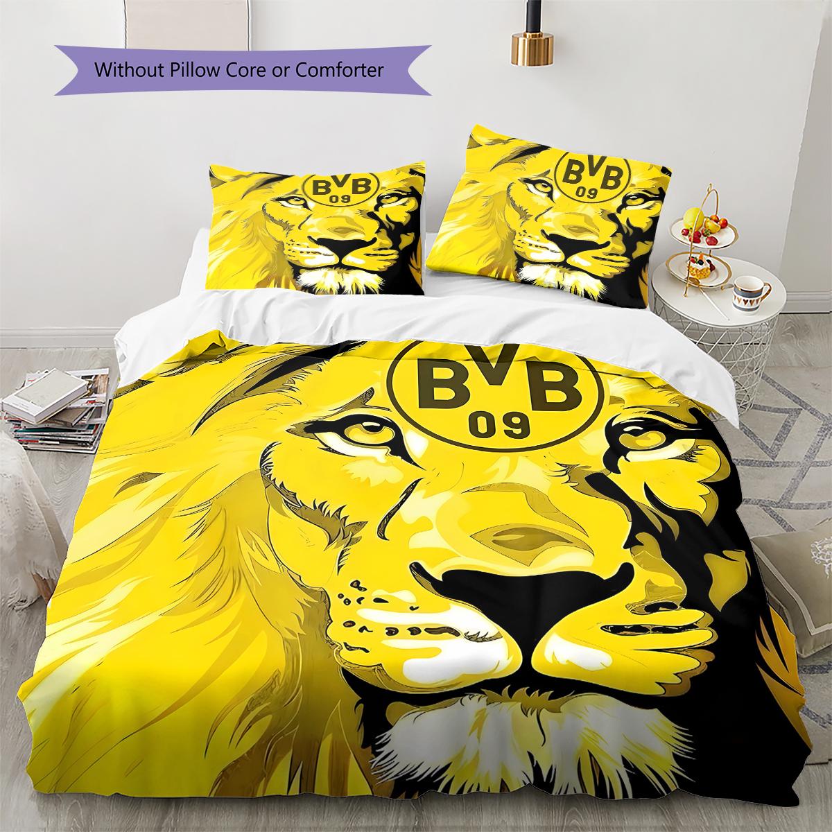 BVB Muster Bettwäsche, Steppbett Set Bettbezug Kissenbezug Zuhause Geburtstagsgeschenk (1 Bettbezug + 2 Kissenbezüge, ohne Füllung) 200x200cm